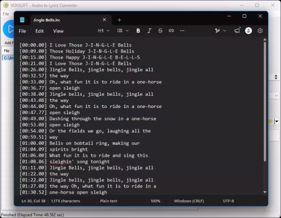 VovSoft Audio to Lyrics Converter 1.3：离线AI音频转文字工具