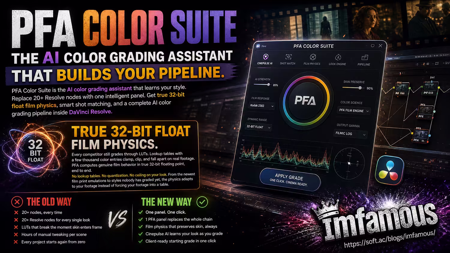 PFA ColorSuite v13.3.0 x64：达芬奇AI调色插件，单节点智能化工作流