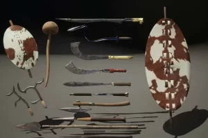 非洲武器匕首曲剑斧矛投掷武斧头 African Weapon Pack