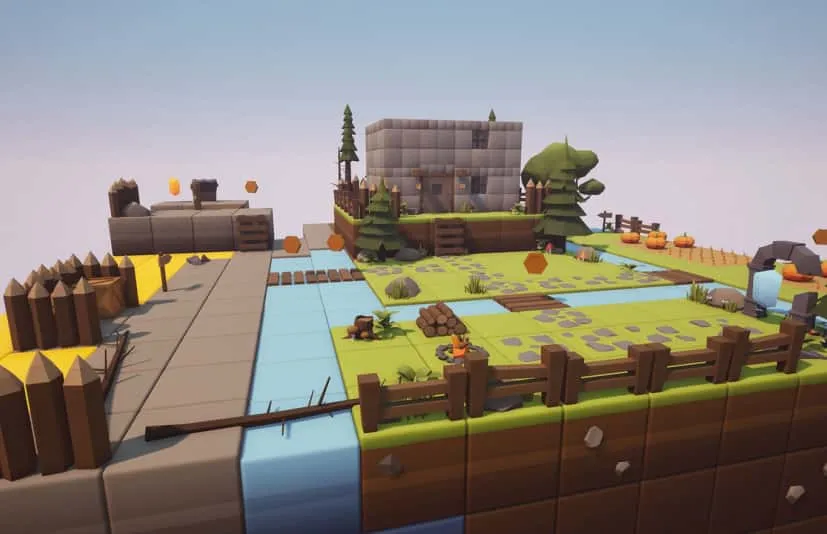 卡通低多边形3D立方体世界 - Cartoon Low Poly 3D Cube World