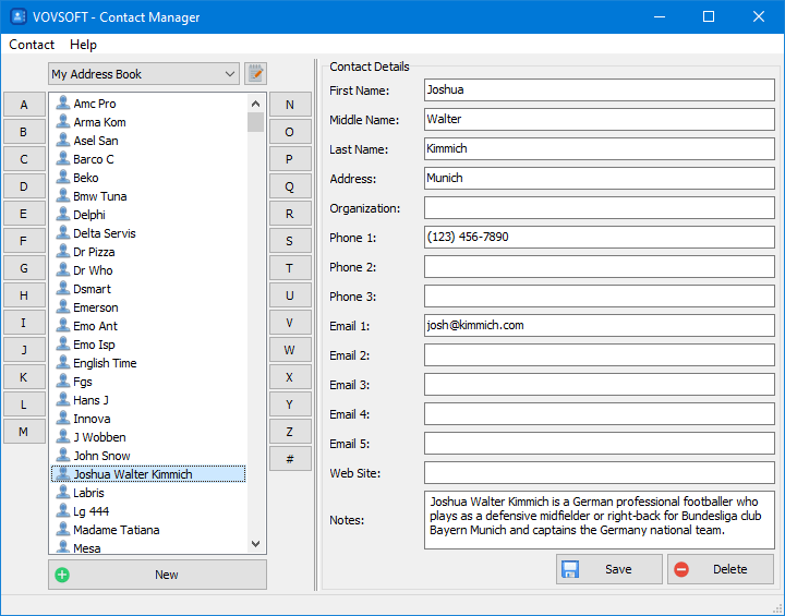 VovSoft Contact Manager 2.2