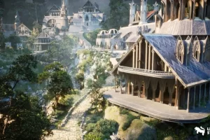 森林环境中的精灵/精灵城市 Elvish Elven City in Forest Environment Megapack