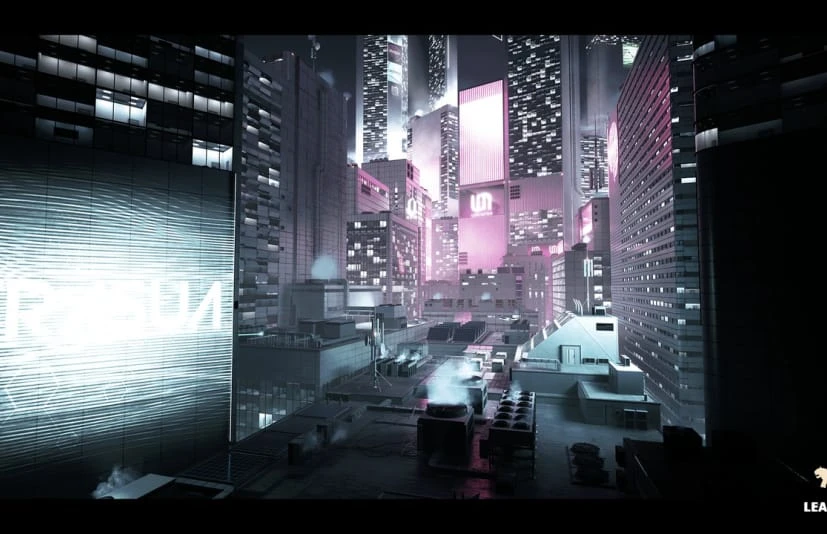未来屋顶城市环境 - Futuristic Rooftop City Environment
