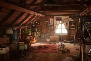 欧式80年代复古木屋阁楼道具家居场景 Grandpa’s Attic (Furniture storage props)