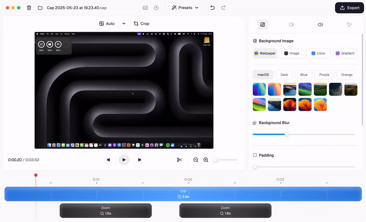 Cap 0.5.9 macOS:轻量高效屏幕录制工具