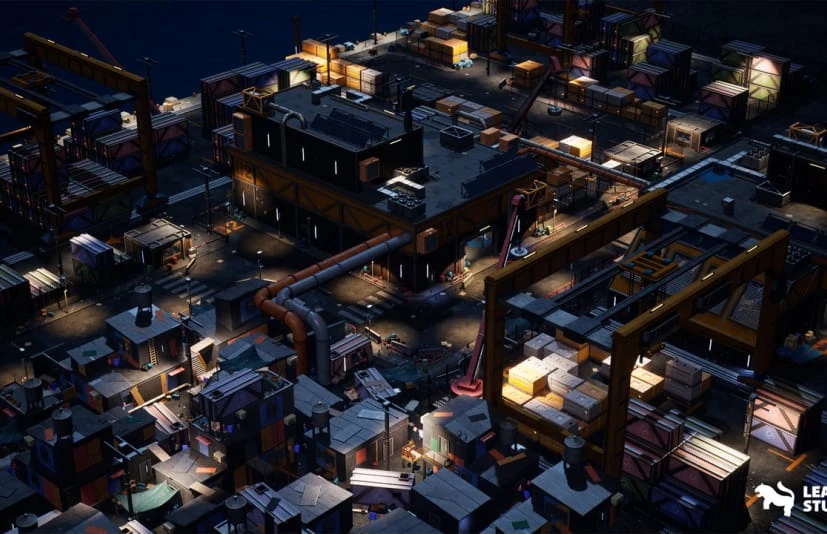 赛博朋克海岸港口城市场景 - Cyberpunk Port City Environment