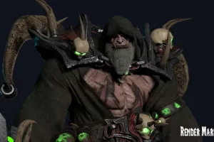 魔兽世界模块化兽人角色动画 Orc Warlock (Modular)