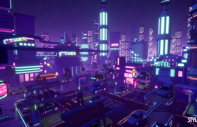 风格化赛博朋克城市 - Stylized Lowpoly Cyberpunk City