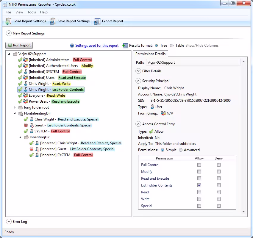 Cjwdev NTFS Permissions Reporter 3.1.0