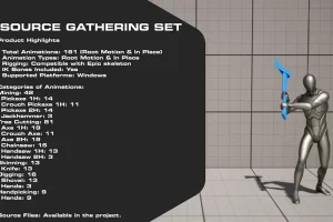 资源收集单手双手工具动画 – Resource Gathering Set
