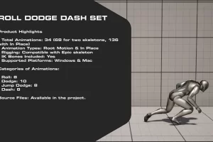 翻滚躲避闪避冲刺动画包 – Roll Dodge Dash Set