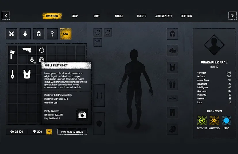 垃圾摇滚 / 军事 / 恐怖黑暗UI界面 - Grunge Military Horror Dark GUI UI KIT (CommonUI) + psdai source files